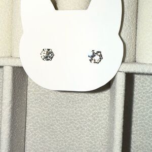 Kids Silver Stud Post Earrings New Gift cat backing